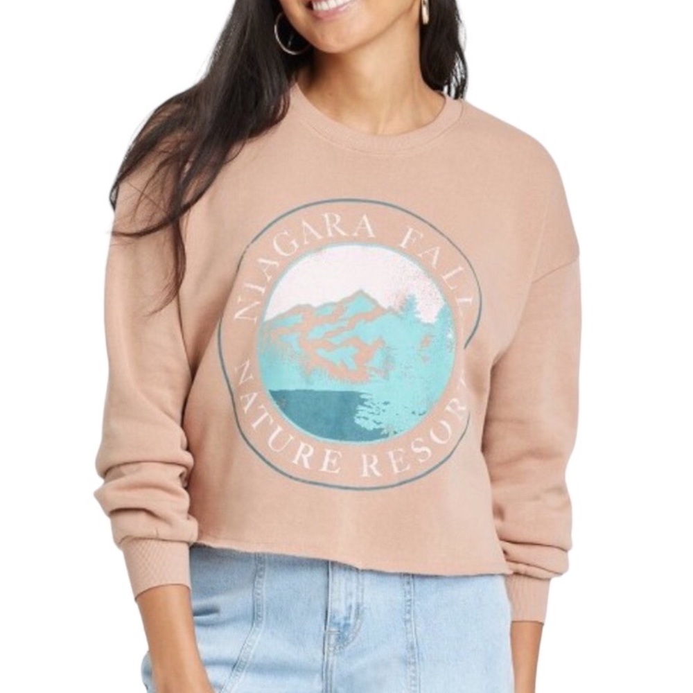 Grayson Threads Niagara Falls Graphic Long Sleeve Cropped Top Sweatshirt